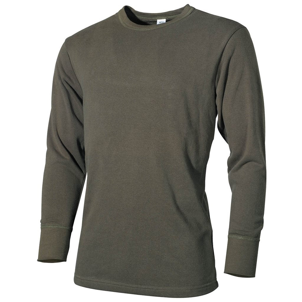Camiseta térmica Plüsch BW verde de manga larga, 100% algodón