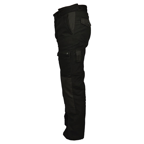 Pantalones negros BASIC SECURITY con múltiples bolsillos y rodillas reforzadas CORDURA