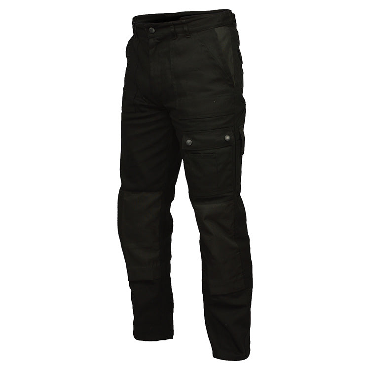 Pantalones negros BASIC SECURITY con múltiples bolsillos y rodillas reforzadas CORDURA