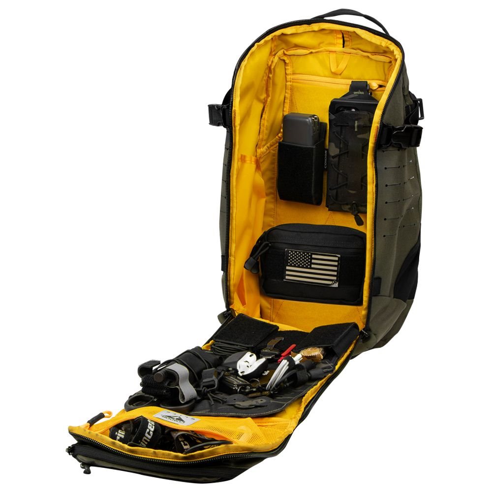 Mochila NOMAD 25l negra en nylon Cordura 500D con cremalleras YKK y hebillas Duraflex