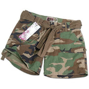 Shorts mujer ARMY Woodland 100% algodón Rip-Stop con cinturón y bolsillos