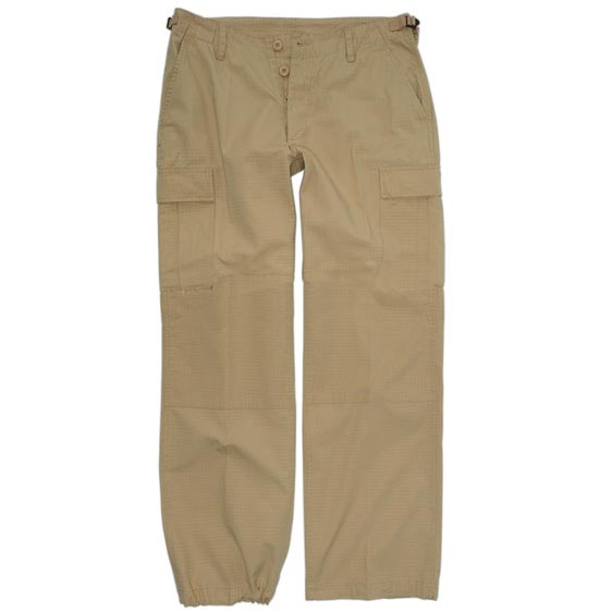 Pantalones mujer BDU ripstop kaki con bolsillos y cordones en los bajos