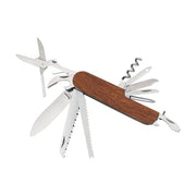 Navaja multifunción plegable 11 funciones con mango de madera