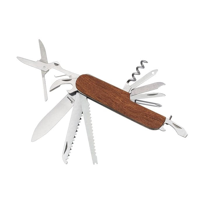 Navaja multifunción plegable 11 funciones con mango de madera