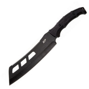 Macheta CLEAVER M&P negra con funda, hoja con sierra en el lomo y empuñadura con remate tipo martillo