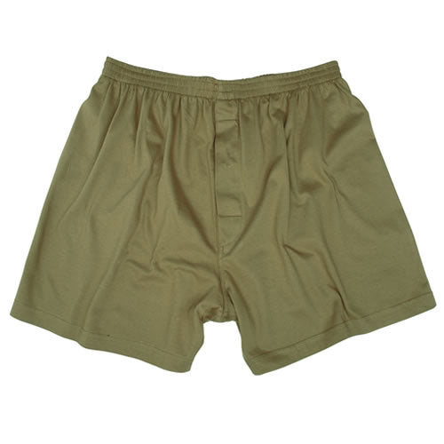 Boxer masculino verde estilo militar, corte amplio, 100% algodón