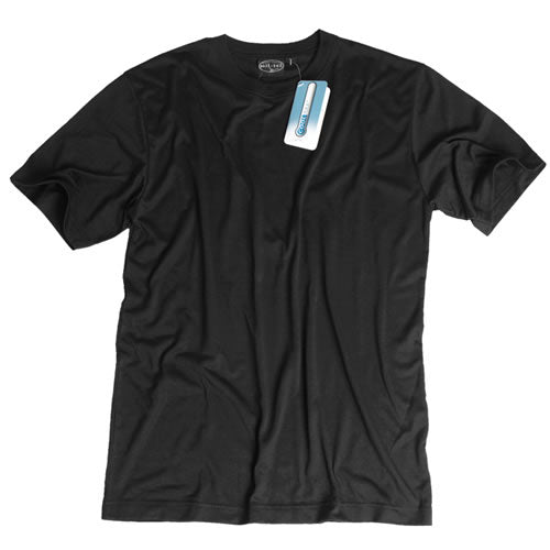 Camiseta COOLMAX® negra, ligera y transpirable, 100% poliéster