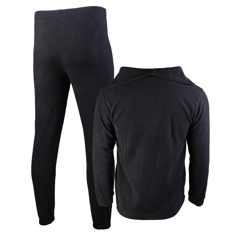 Set térmico THERMOFLEECE negro - forro fleece 100% poliéster 180 g, pantalón con goma y prenda superior con cremallera