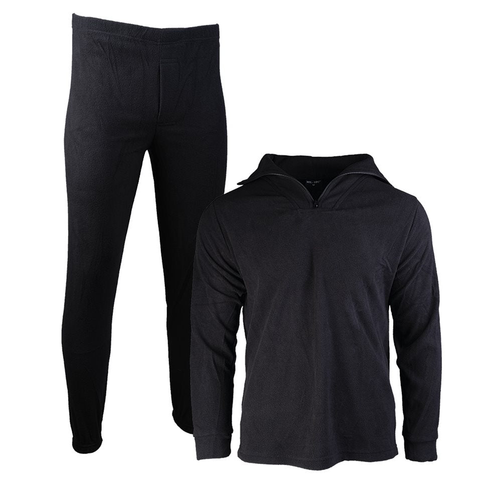 Set térmico THERMOFLEECE negro - forro fleece 100% poliéster 180 g, pantalón con goma y prenda superior con cremallera