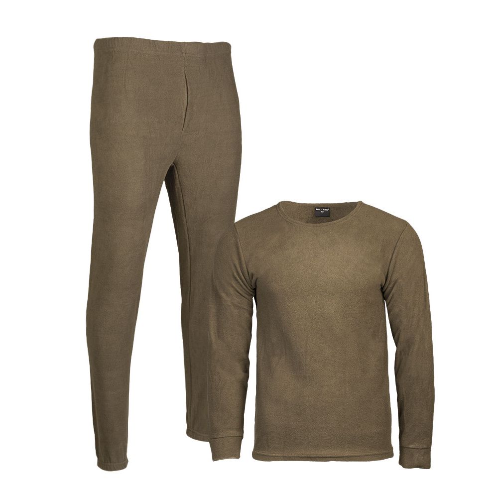 Conjunto térmico verde THERMOFLEECE sin cuello, 100% poliéster fleece 180 g, pantalón con goma en cintura y puños