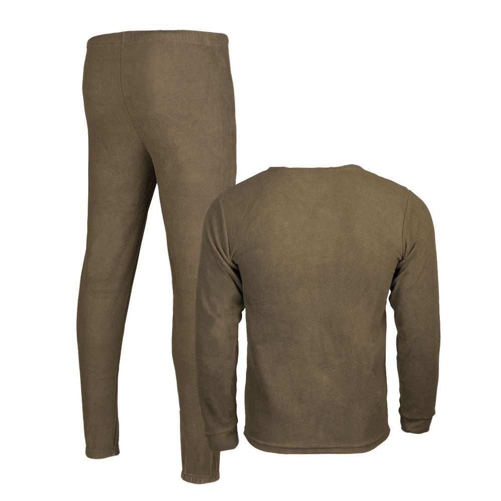 Conjunto térmico verde THERMOFLEECE sin cuello, 100% poliéster fleece 180 g, pantalón con goma en cintura y puños