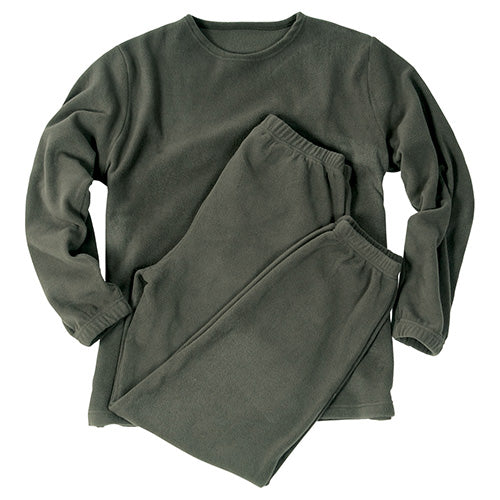 Conjunto térmico verde THERMOFLEECE sin cuello, 100% poliéster fleece 180 g, pantalón con goma en cintura y puños