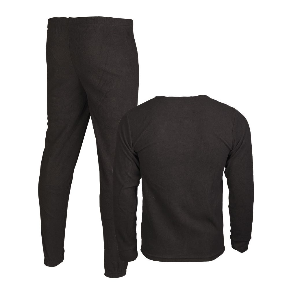 Conjunto térmico THERMOFLEECE negro sin cuello, poliéster fleece 180 g, pantalón con goma en cintura y bajos