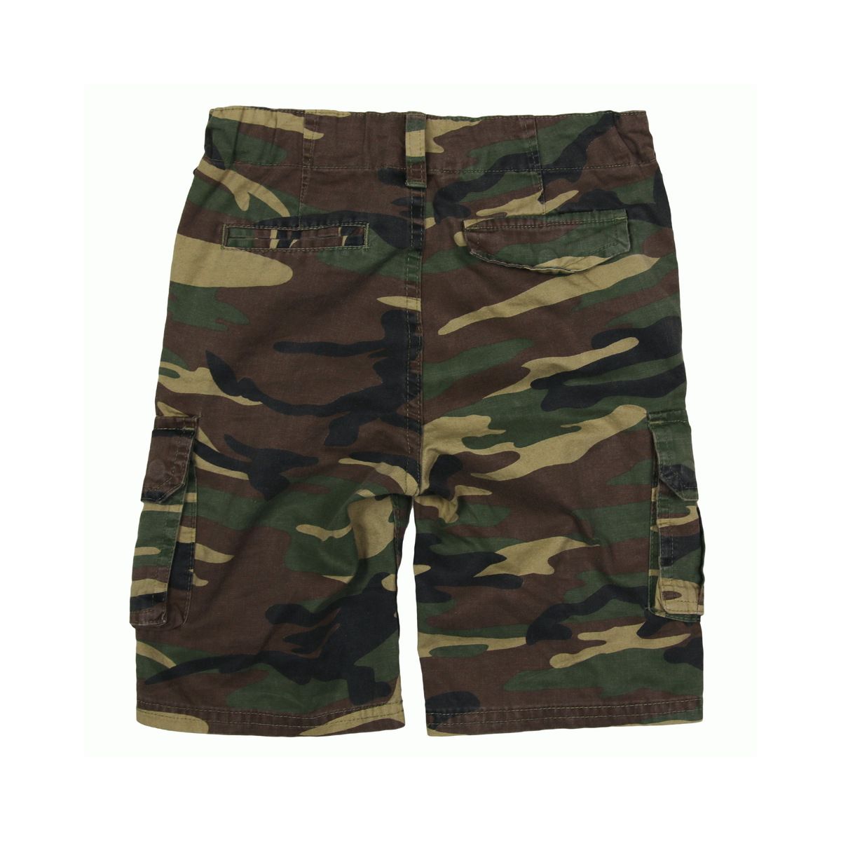 Pantalones cortos infantiles cargo WOODLAND 100% algodon prelavado, cierre boton y cremallera, cintura ajustable