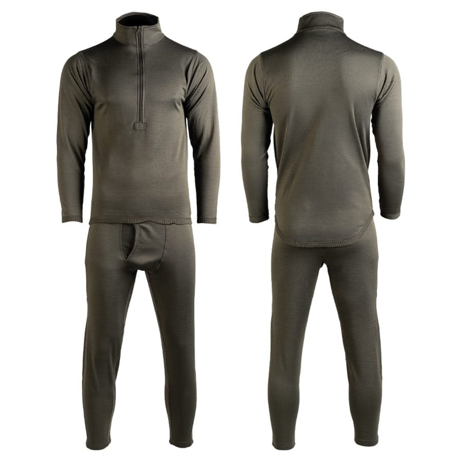 Conjunto térmico ECWCS Level 2 Gen.III verde — camiseta y pantalón térmico
