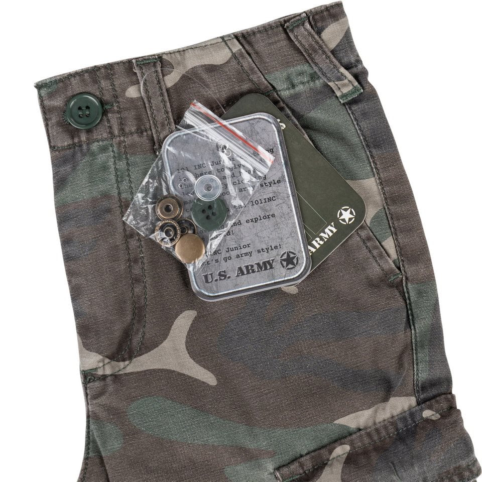Pantalones cargo infantiles Woodland stonewashed de algodón resistente con cinco bolsillos