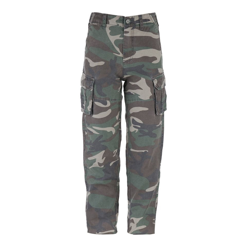 Pantalones cargo infantiles Woodland stonewashed de algodón resistente con cinco bolsillos