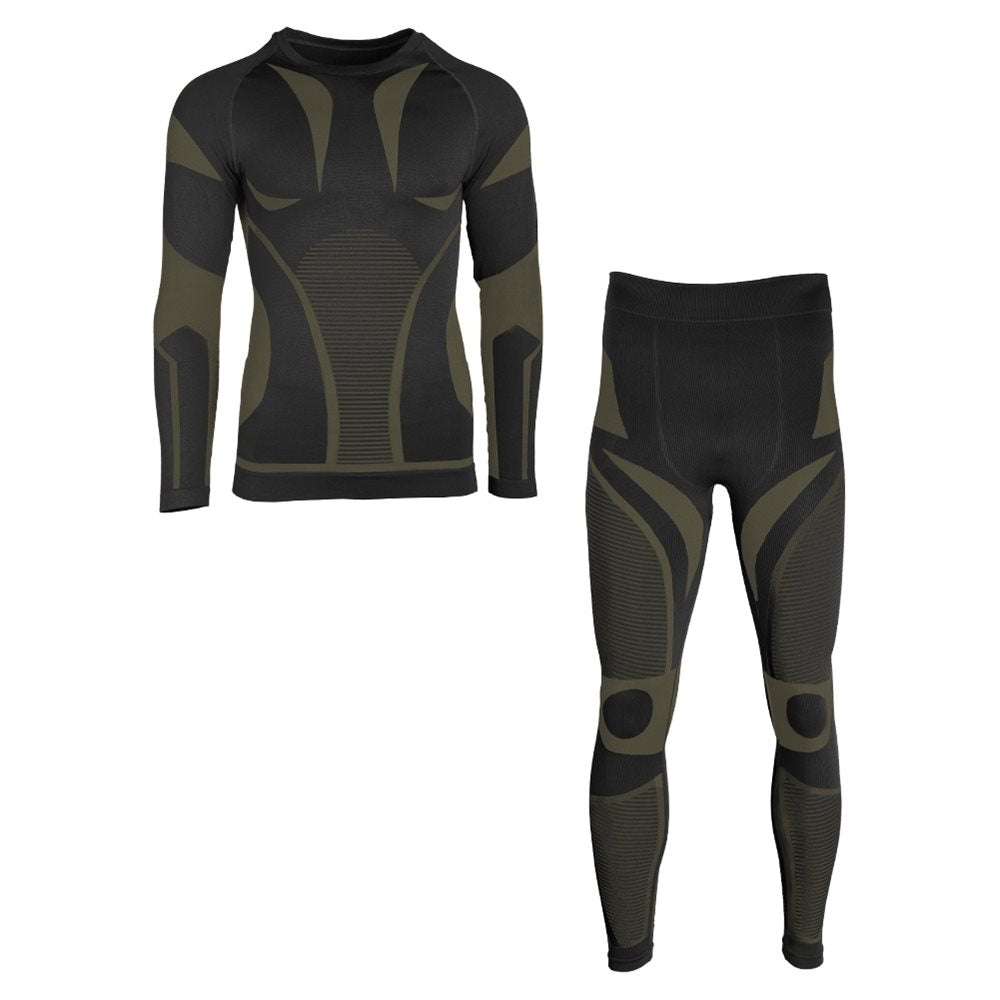 Conjunto funcional PERFORMANCE negro: camiseta y pantalón, tejido 4 direcciones y costuras planas