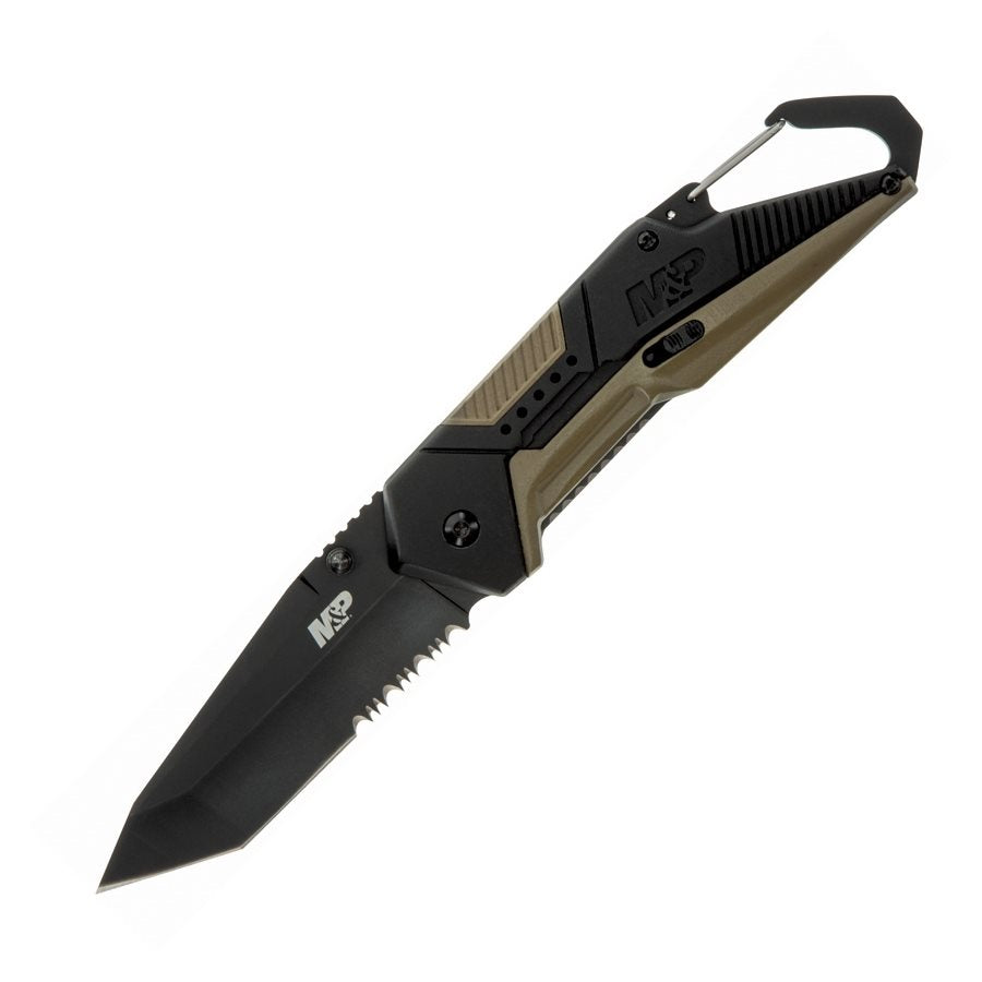 Navaja plegable Smith & Wesson con filo combinado (tanto) y clip de bolsillo