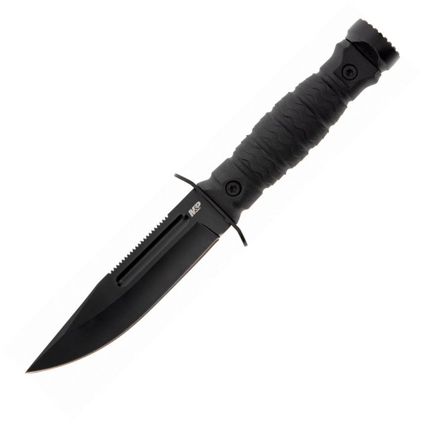 Cuchillo M&P Ultimate Survival 1122583 negro hoja fija 8Cr13MoV con sierra en el lomo