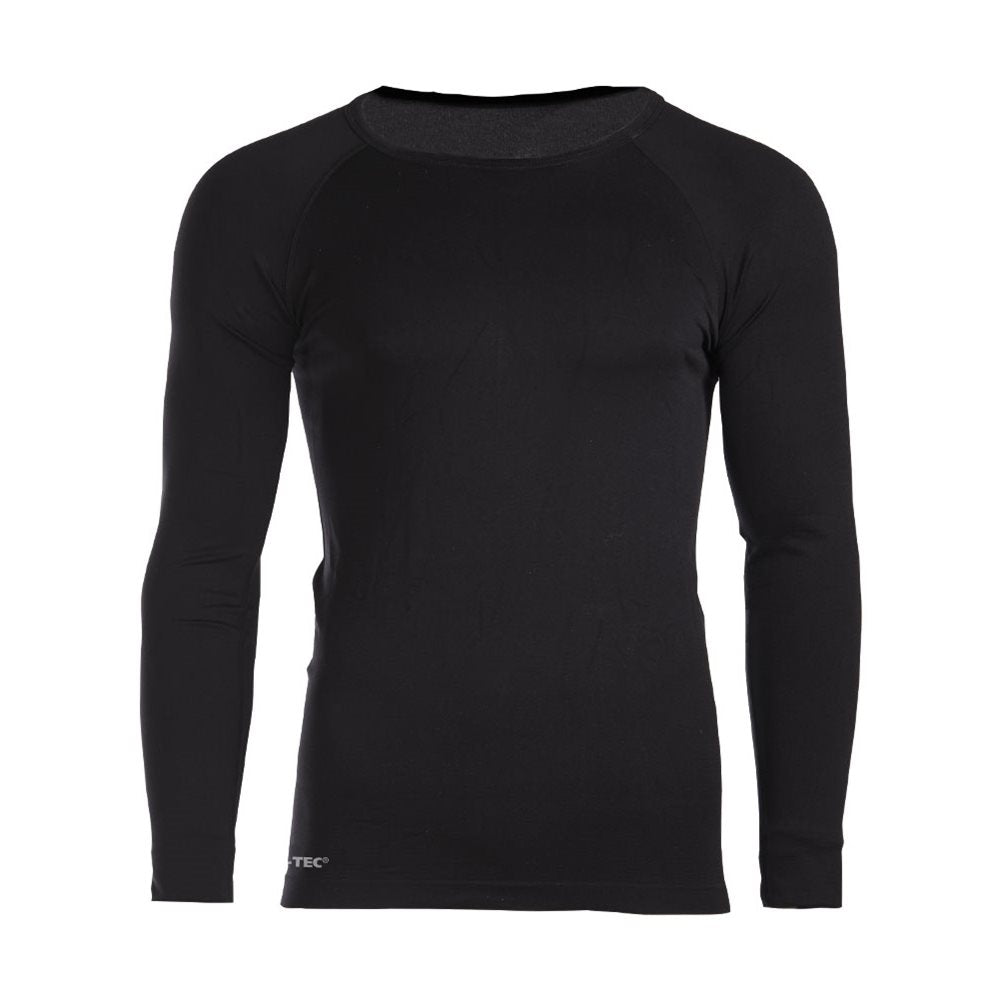 Camiseta técnica negra de manga larga, secado rápido 92% nylon 8% elastano