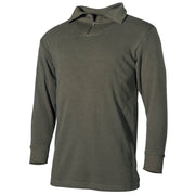 Camiseta BW verde con cuello alto y cremallera, 100% algodón