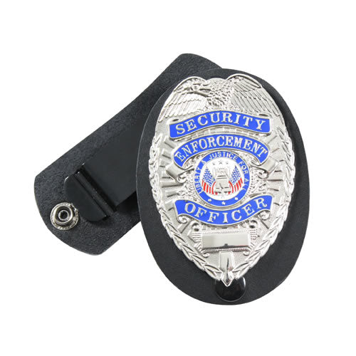 Funda de piel para placa con clip metálico y anilla trasera desmontable