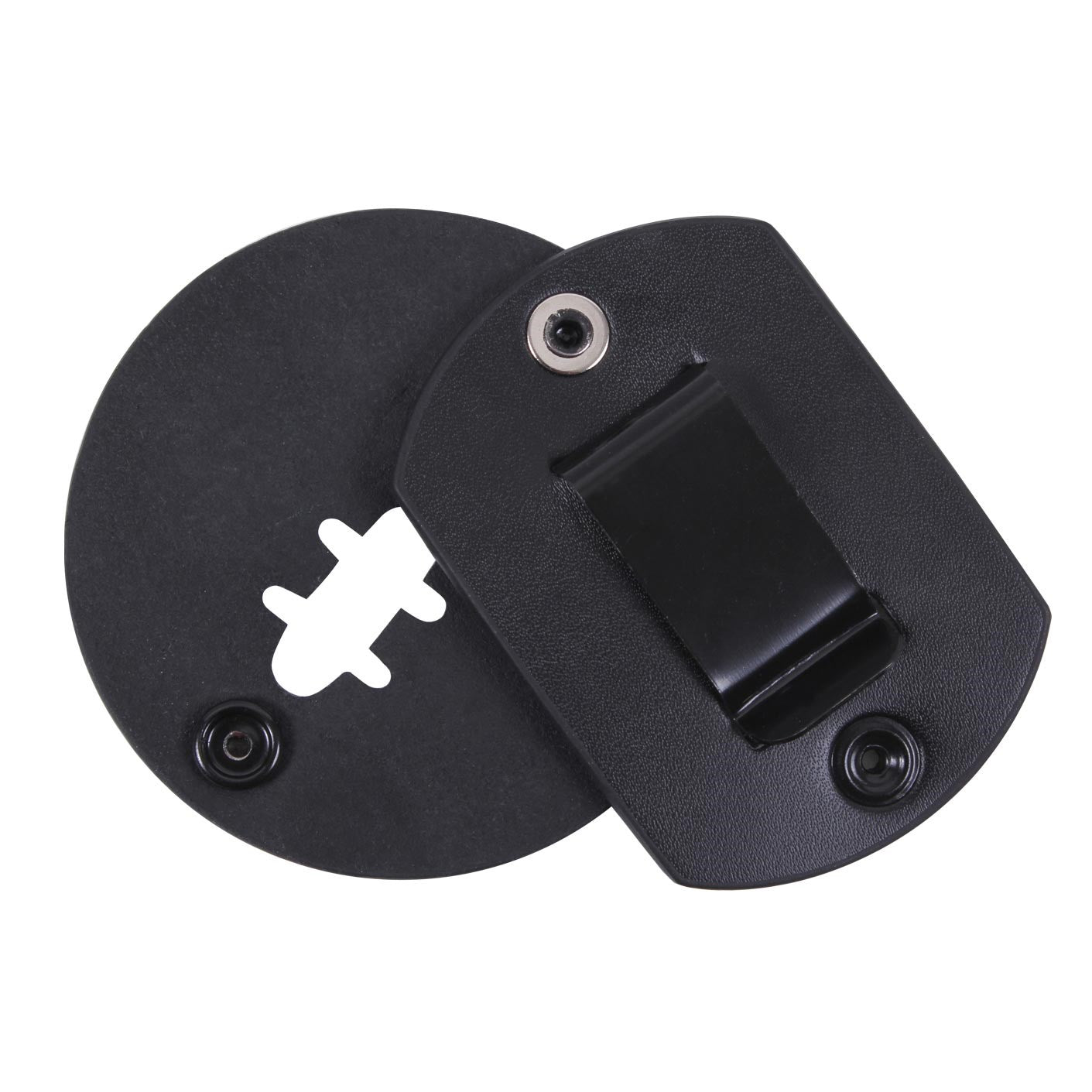 Porta insignia de cuero con clip metálico para sujetar distintivos e identificaciones