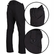 Pantalones ASSAULT softshell negros con forro polar, 8 bolsillos y refuerzo en las rodillas