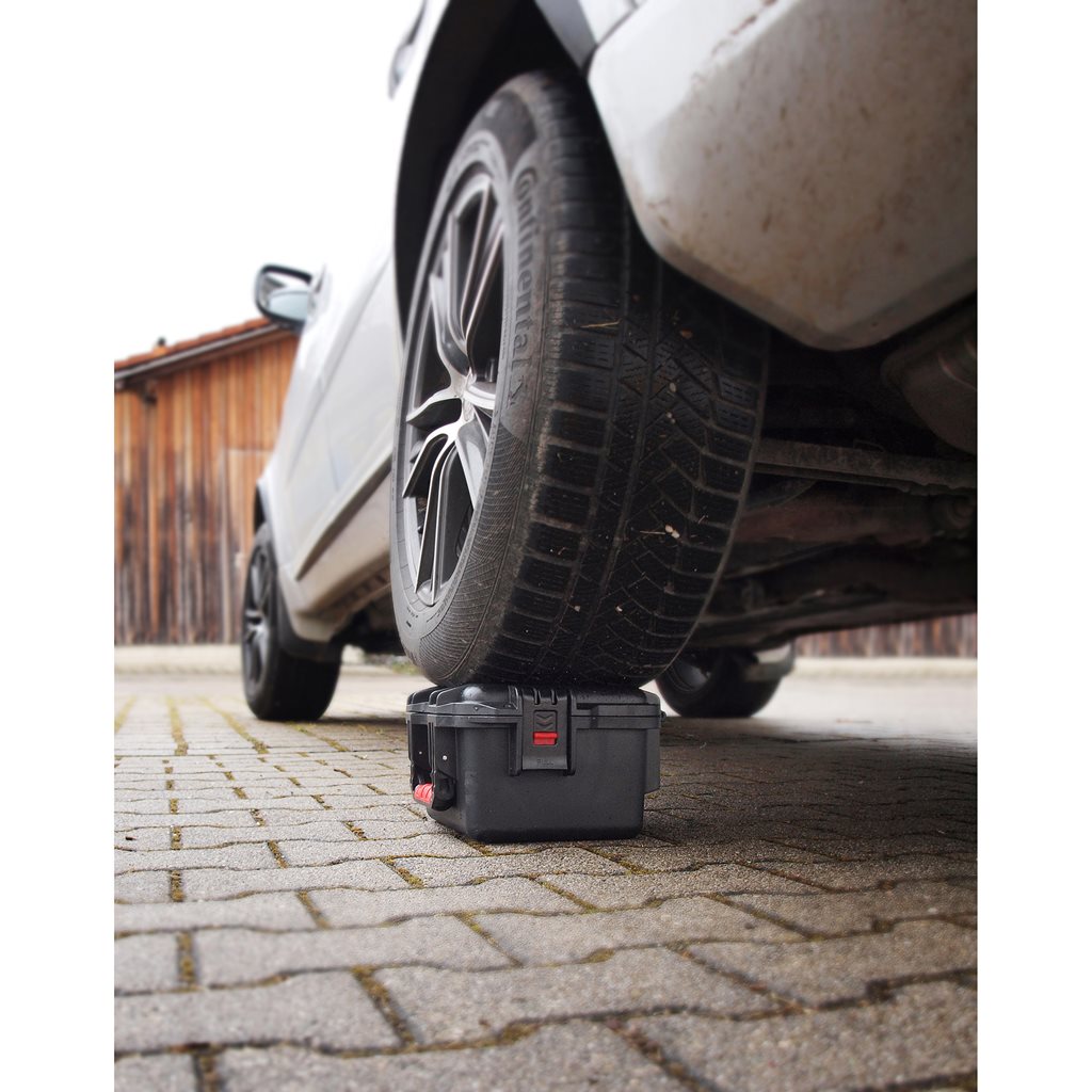 Caja de transporte plástica con ruedas y mango telescópico, IP67, 55,6×35,8×23 cm