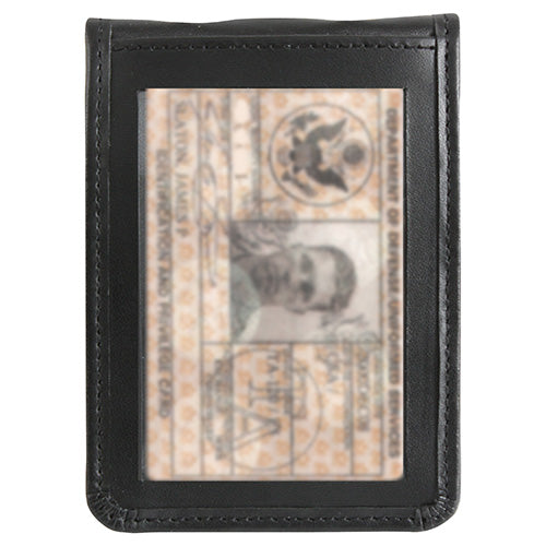 Funda de cuero negra para placa, tarjeta de identificación y tarjetas