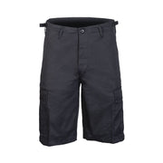Pantalones cortos BDU negros con seis bolsillos y cierre de botones