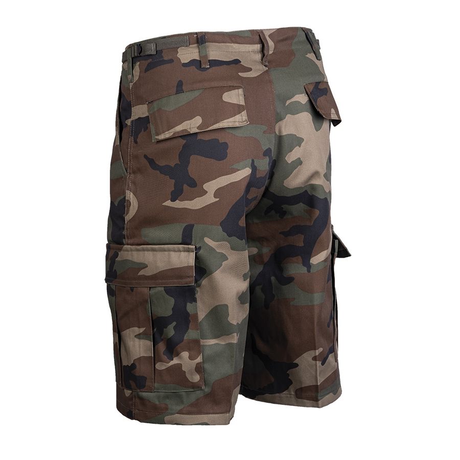 Pantalones cortos BDU US Woodland T/C 80/20 con bolsillos y ajuste de cintura
