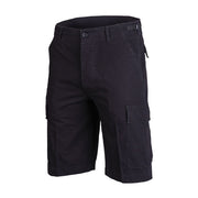 Pantalones cortos BDU rip-stop negros, 100% algodón, bolsillos cargo