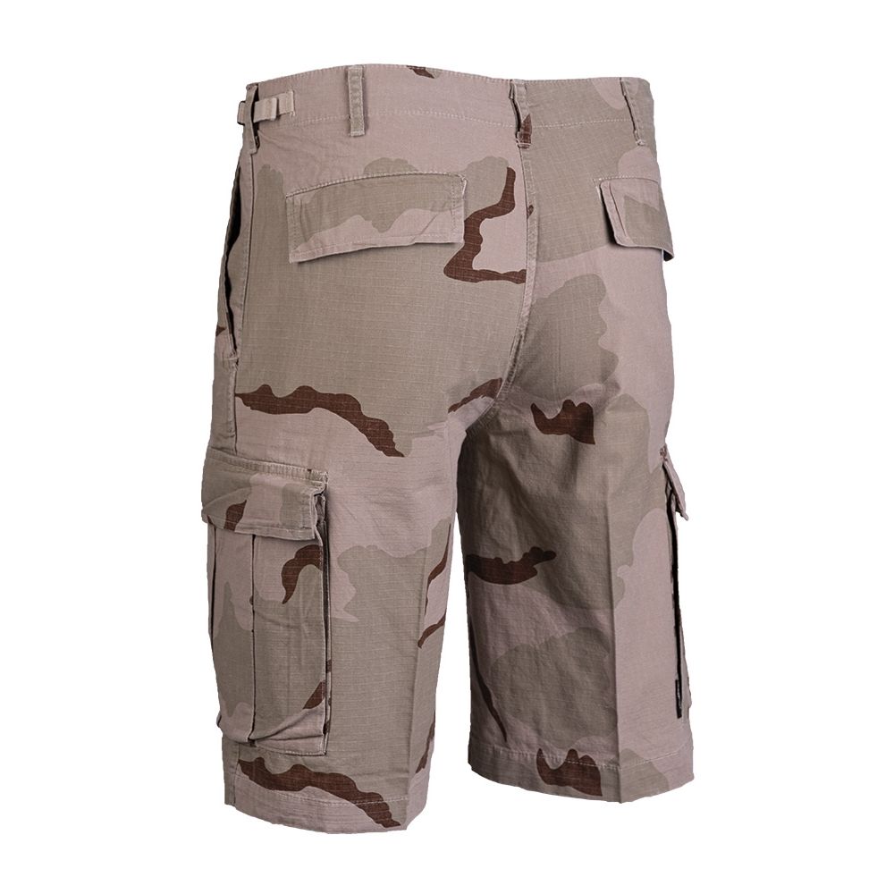 Pantalones cortos BDU rip-stop 100% algodón prelavado con bolsillos laterales, cargo y traseros