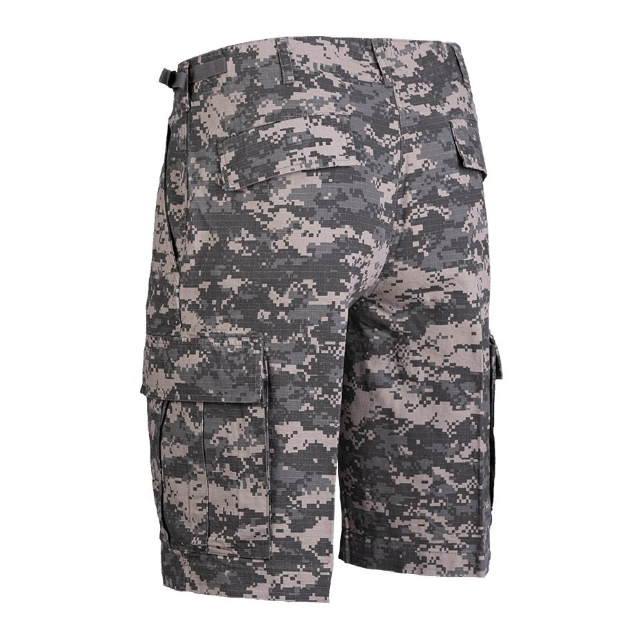 Pantalones cortos BDU rip-stop ACU DIGITAL, 100% algodón, varios bolsillos y cintura ajustable