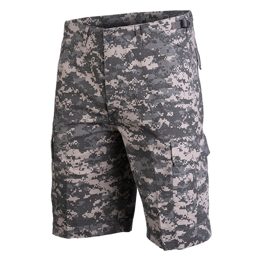 Pantalones cortos BDU rip-stop ACU DIGITAL, 100% algodón, varios bolsillos y cintura ajustable