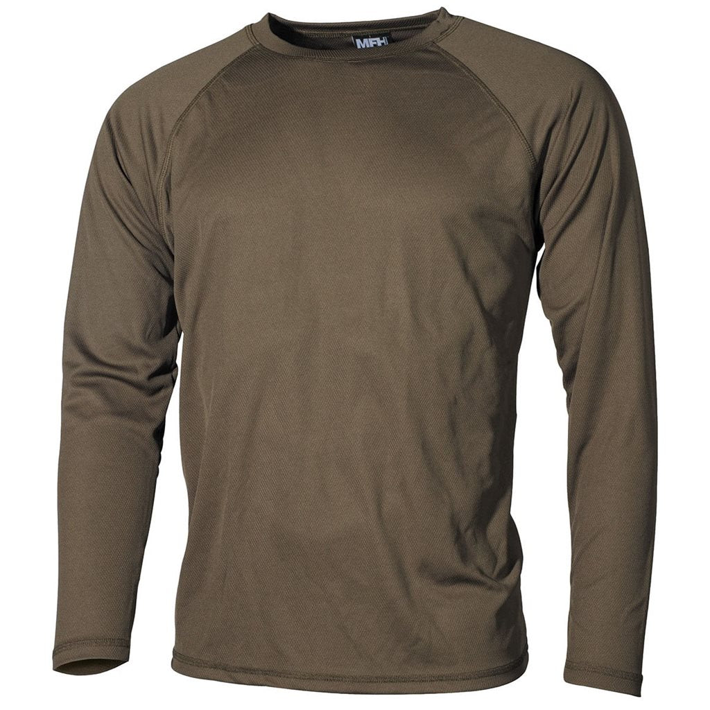 Camiseta térmica verde Level I GEN III, transpirable y de secado rápido, mangas raglán reforzadas
