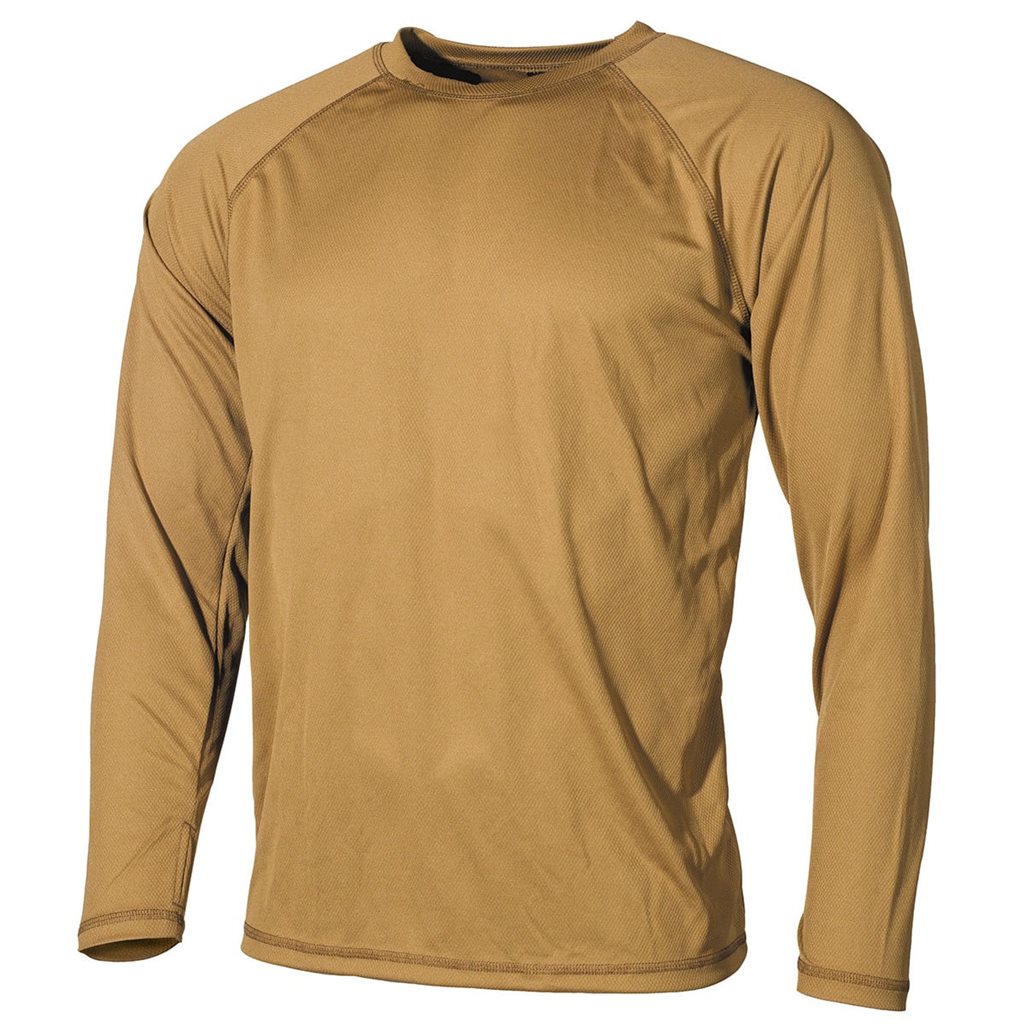 Camiseta térmica funcional Level I GEN III color coyote con mangas raglán