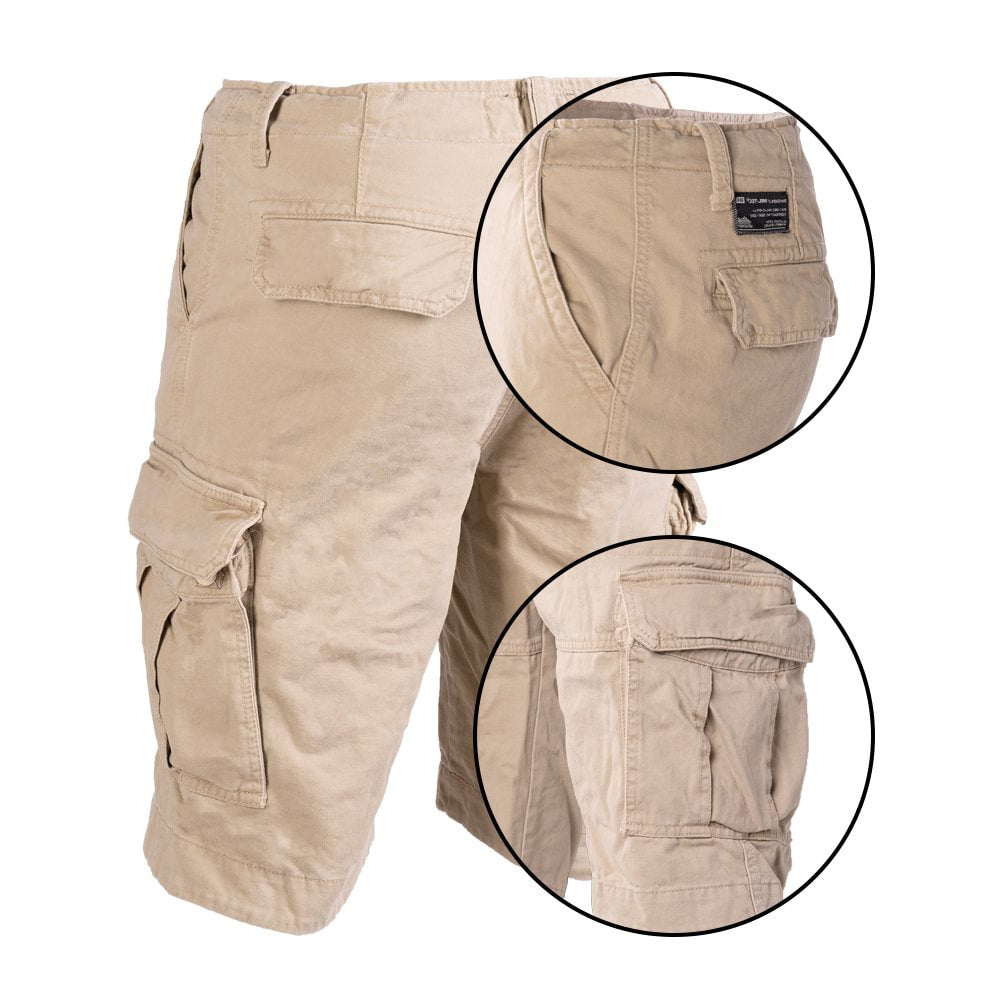 Pantalones cortos VAGE algodón prelavado kaki con seis bolsillos