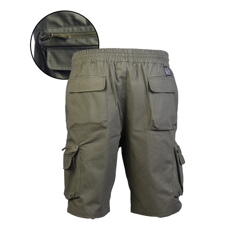 Pantalones cortos URBAN EXPLORER verdes de algodón rip-stop, estilo casual