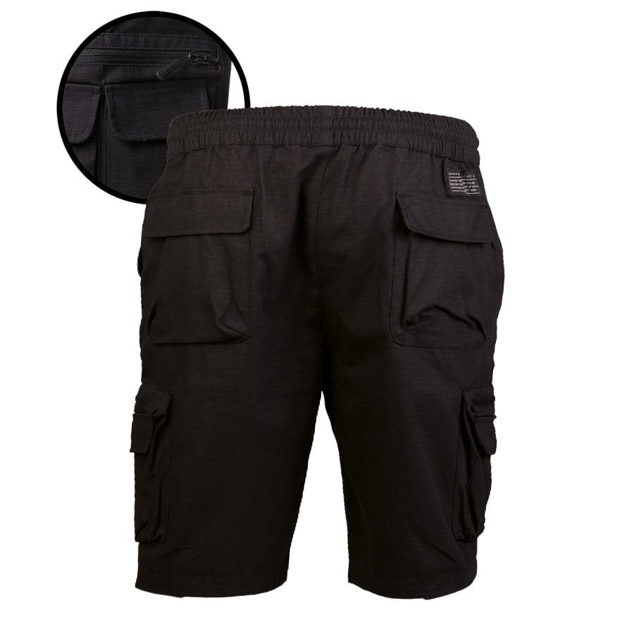 Bermudas URBAN EXPLORER negras de algodón rip-stop, cómodas y resistentes