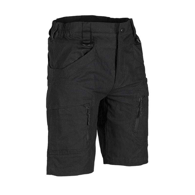 Shorts ASSAULT negros en algodón ripstop con cremallera YKK y seis bolsillos
