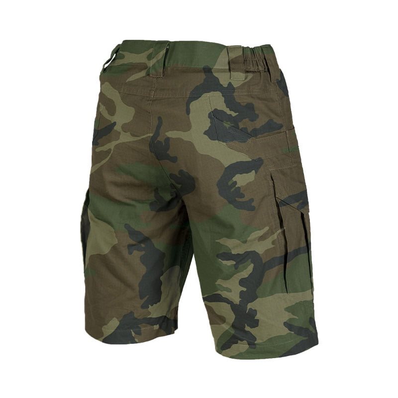 Shorts ASSAULT algodón ripstop camuflaje WOODLAND con cierre boton y cremallera YKK y 6 bolsillos