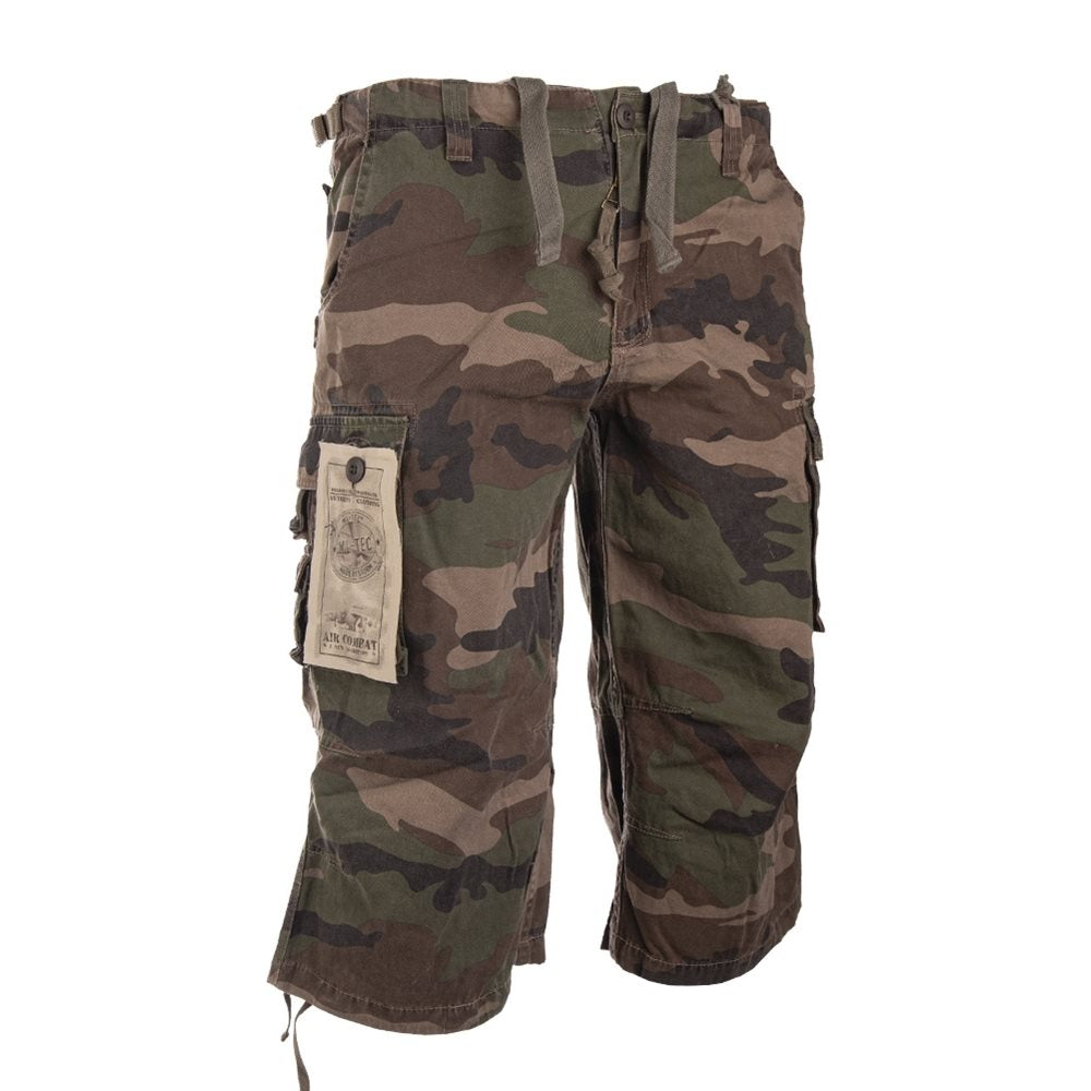 Pantalones 3/4 AIR COMBAT prelavados Woodland, 100% algodon