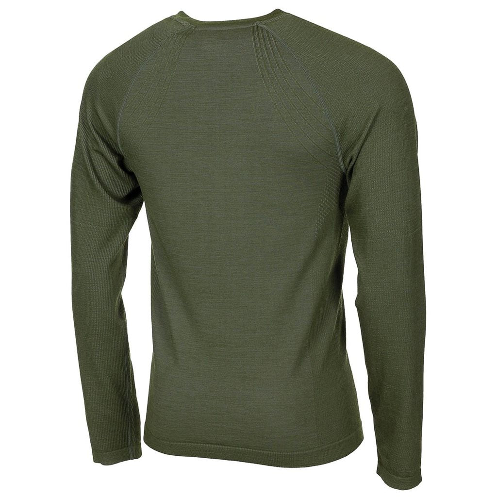 Camiseta térmica Merino 50 en verde, tejido elástico y lana merino
