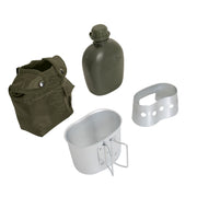 Set de botella, vaso plegable, hornillo y funda verde (ID 1143)