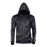Sudadera MIL-TEC DARK CAMO con capucha ajustable, cremallera impermeable y bolsillo en el pecho