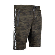 Shorts TRAINING WOODLAND MIL-TEC, poliester suave, cintura elastica y bolsillos con cremallera impermeable