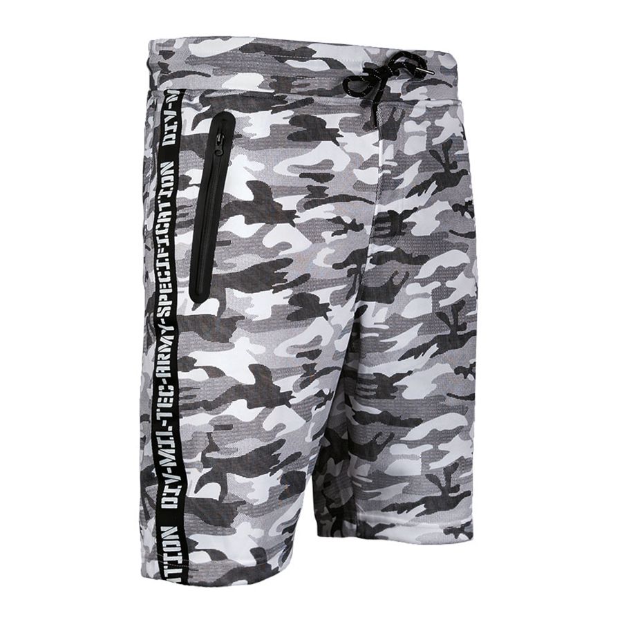 Shorts TRAINING MIL-TEC en poliéster suave con cintura elástica y bolsillos con cremallera impermeable